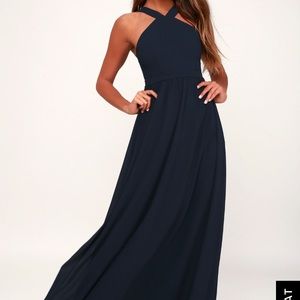 Lulu’s Air of Romance Navy Blue Maxi Dress